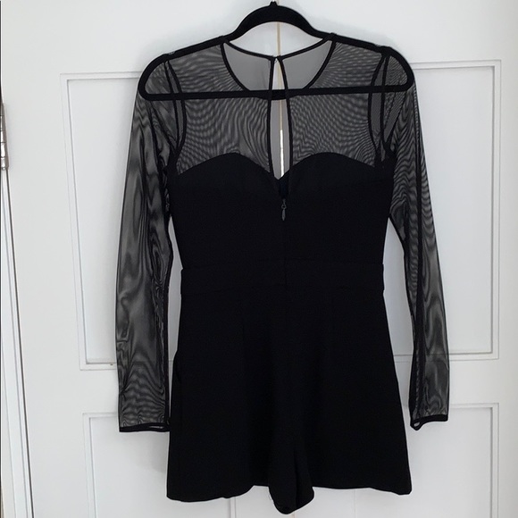 BCBGeneration Mesh Inset Romper in Black - Picture 4 of 12